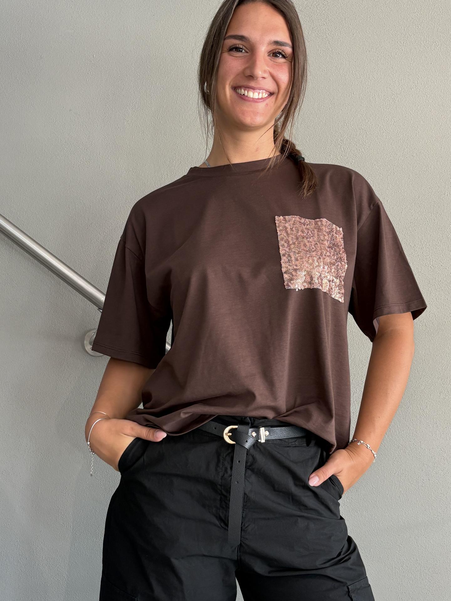 T-SHIRT SUSY MIX 12195 MARRONE