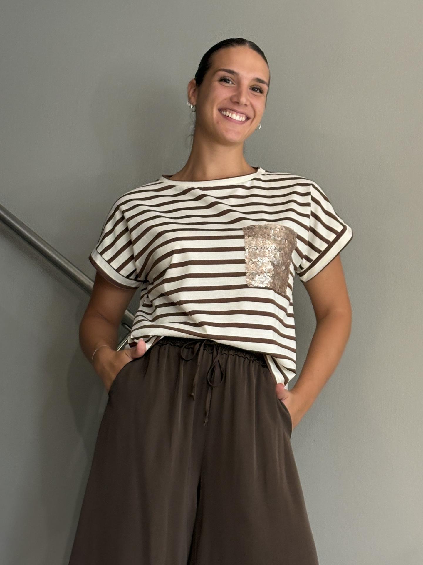 T-SHIRT SUSY MIX 12261 MARRONE