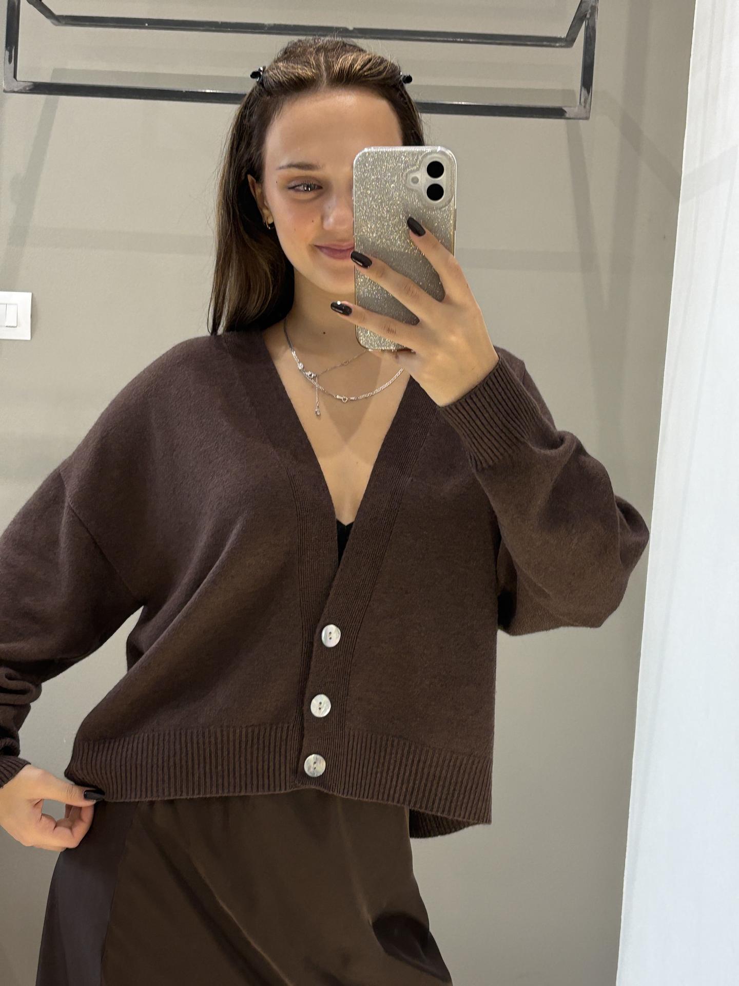 MAGLIA SUSY MIX M237 MARRONE