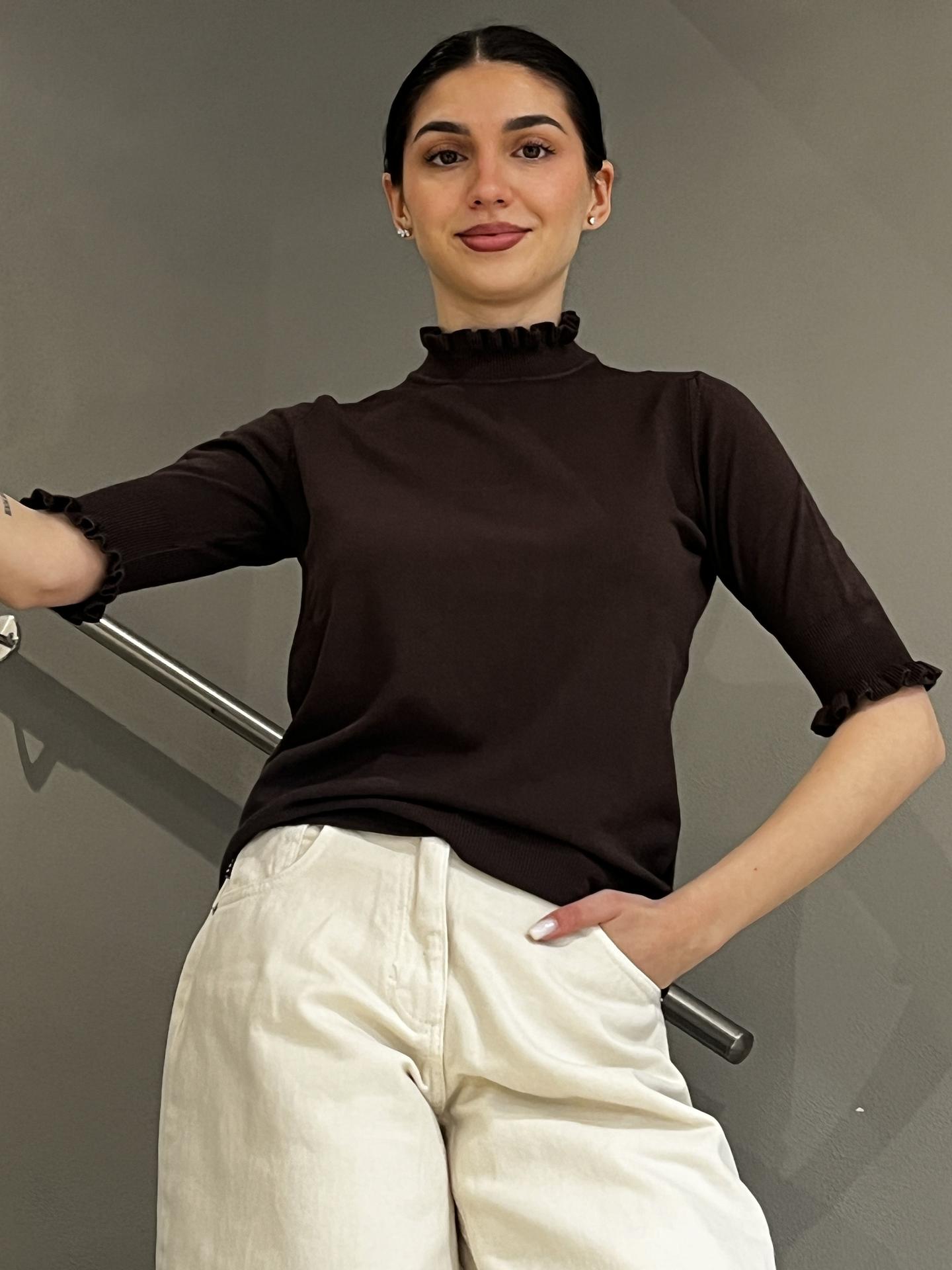 MAGLIA HAVEONE MNCP449 MARRONE