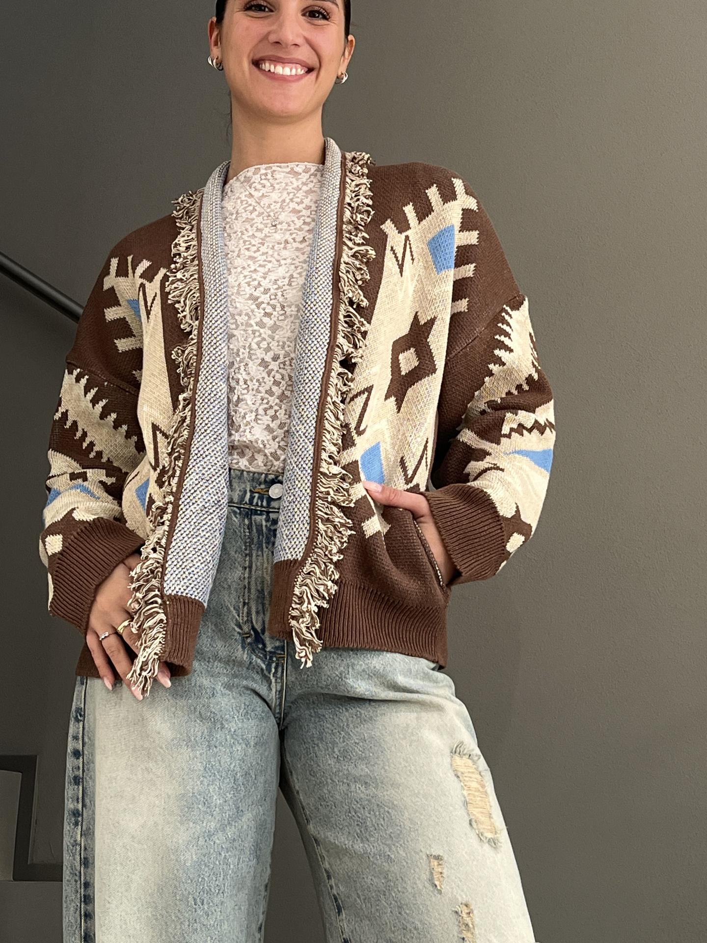 MAGLIA MOTEL P6HMG15A414 MARRONE