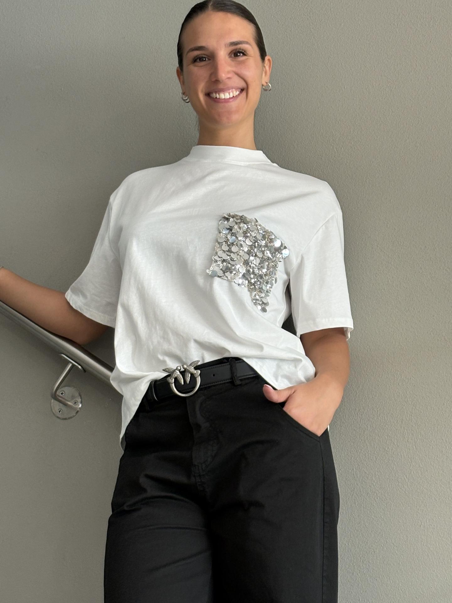 T-SHIRT TENSIONE IN FIRENZE PE260112 BIANCO/ARGENTO