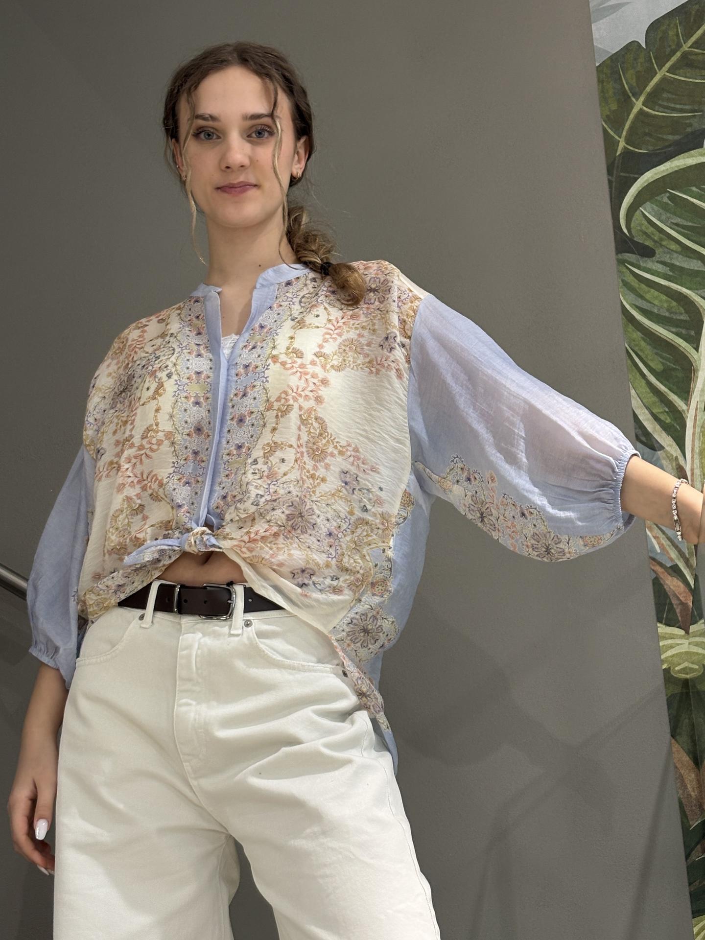 CAMICIA TENSIONE IN FIRENZE S26CC40 AZZURRO