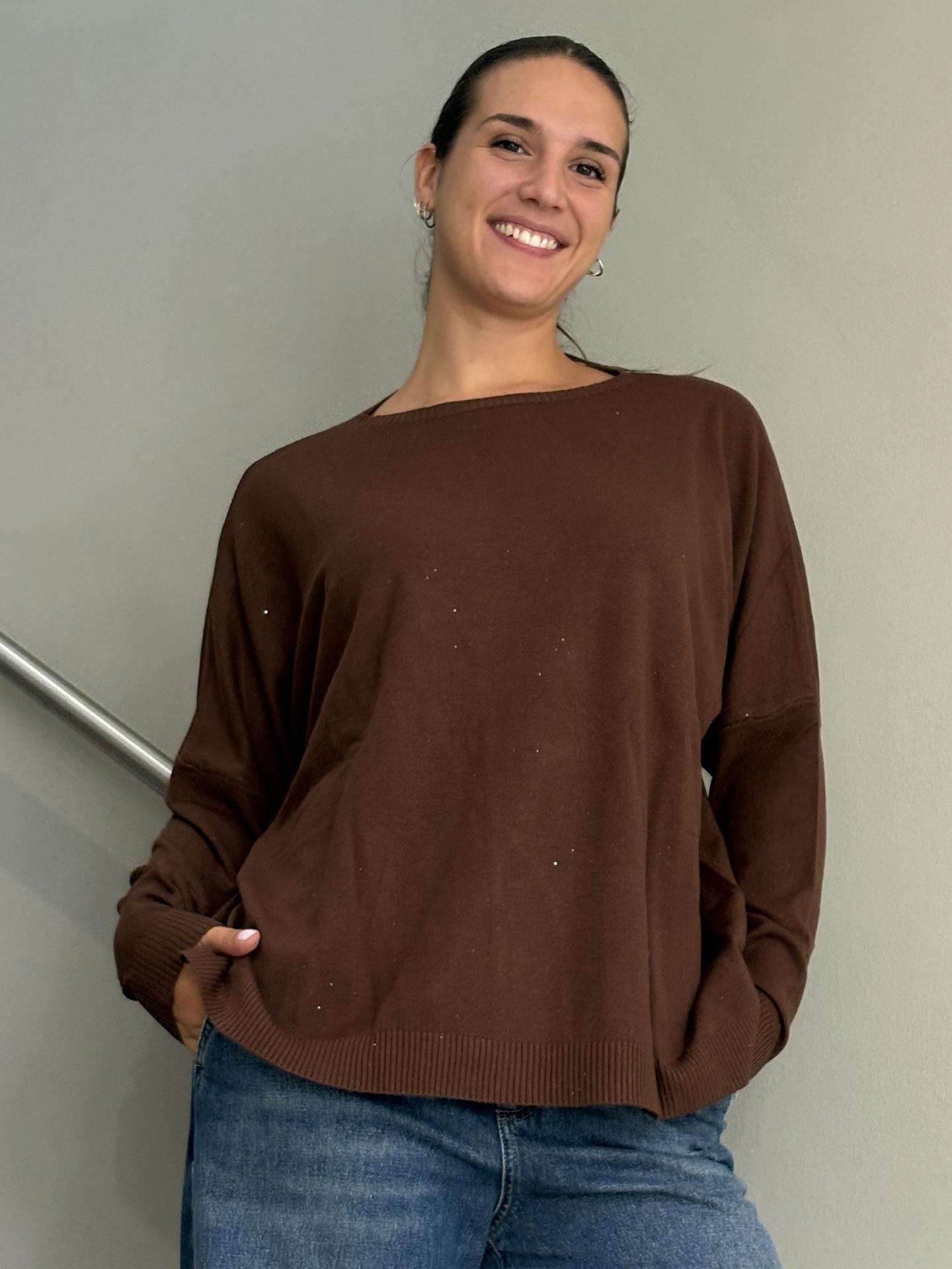 MAGLIA SUSY STAR STM307 MARRONE